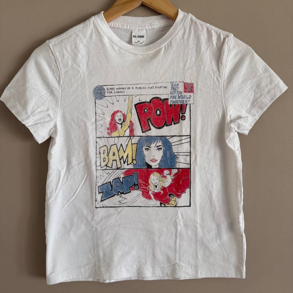 RE/DONE White Classic Superwoman Graphic T Shirt Size XS